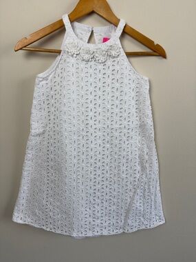 Lilly Pulitzer Girls Mini Pearl Shift Dress. Resort White. Size 10.